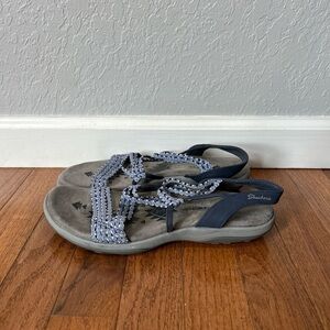 Skechers Reggae Slim Stretch Appeal Sandals Sport Strappy Women’s Size 9 Blue